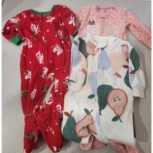 Carter's Red Pink Baby Girls Fleece Sleeper Full Zip 3 Pieces 6M